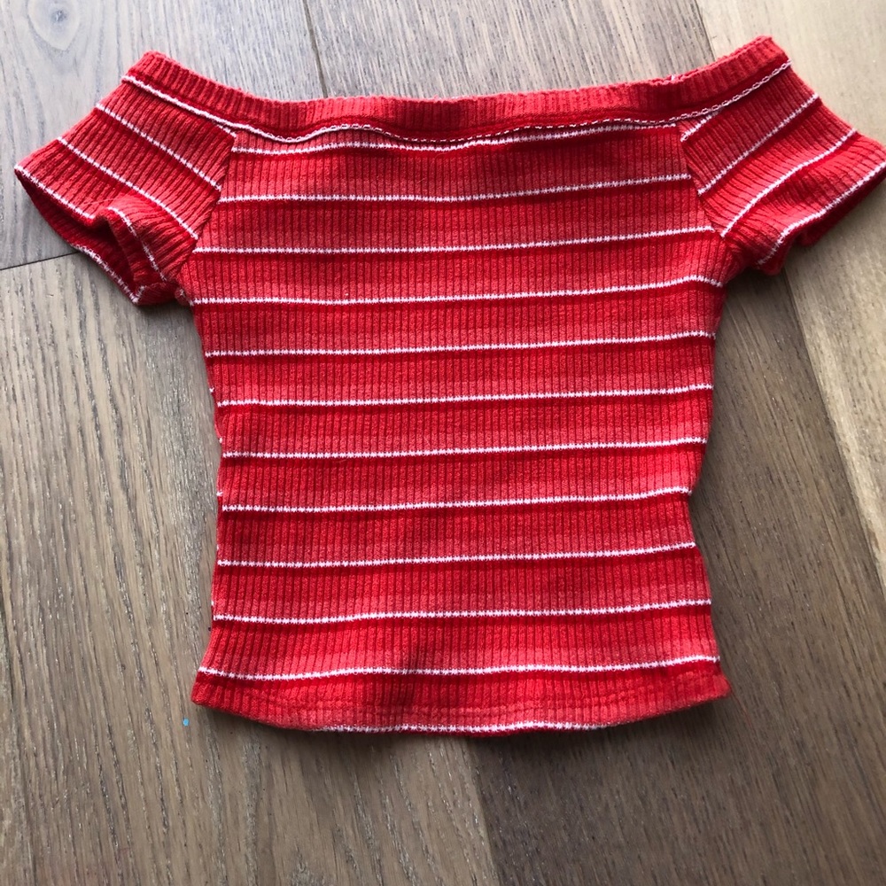 Urban Outfitters Red and white off shoulder top